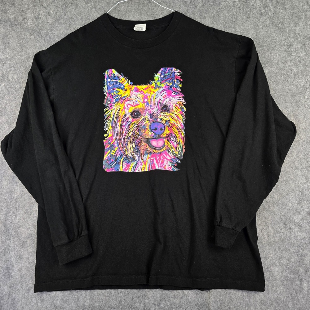 Shaka Active Dean Russo Yorkie Dog Graphic Long Sleeve Shirt Mens 2XL Black